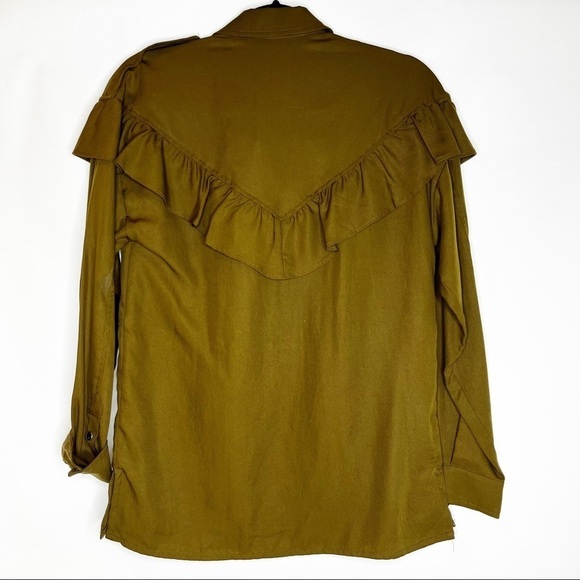 Zara | Khaki Frill Collar Long Sleeve Shaket - Picture 7 of 8